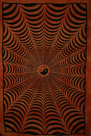 Saffron Trippy Yin Yang 3D Hand-loom Style Tapestry