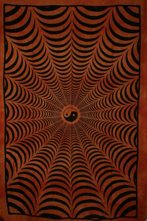 Saffron Trippy Yin Yang 3D Hand-loom Style Tapestry