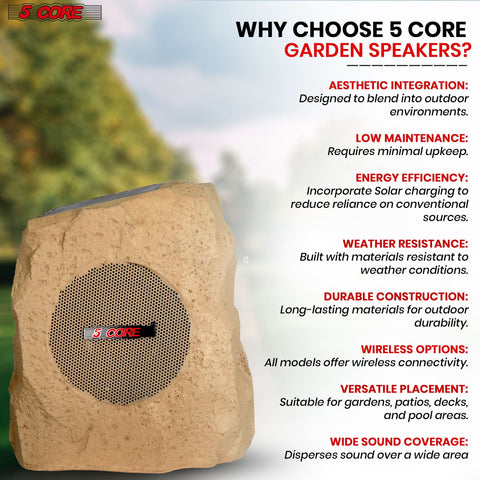 5Core Outdoor Wireless Speakers Bluetooth Rock Waterproof Linkable TWS