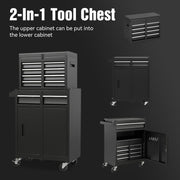 Tool Chest, 5-Drawer Rolling Tool Storage Cabinet With Detachable Top Tool Box, Liner, Universal Lockable Wheels, Adjustable Shelf, Locking Mechanism, Metal Tool Cart ,154pcs Tools