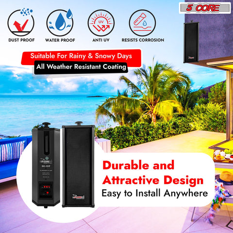 5Core Outdoor Speakers Stereo In Wall 100W Peak Passive Home Audio