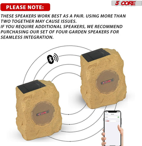 5Core Outdoor Wireless Speakers Bluetooth Rock Waterproof Linkable TWS