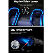 Grillz Portable Gas BBQ Grill 2 Burners with 2 Plates