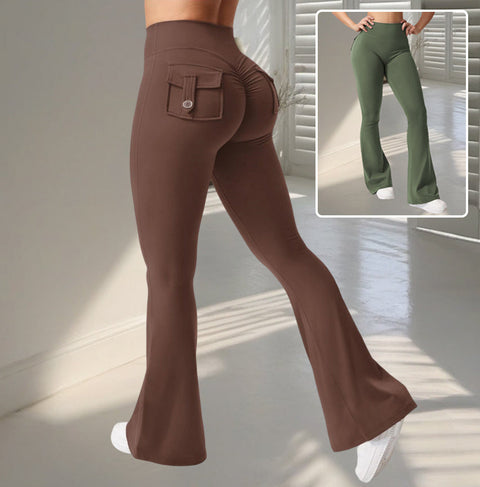 Yoga Fitness Flared Pants With Pockets Ins Fashion Slim High Waist