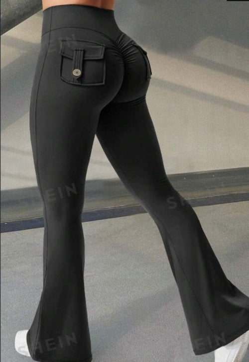 Yoga Fitness Flared Pants With Pockets Ins Fashion Slim High Waist