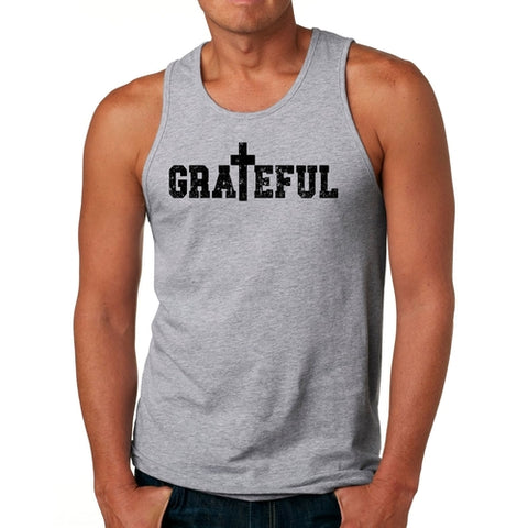 Mens Fitness Tank Top Graphic T-shirt Grateful Print