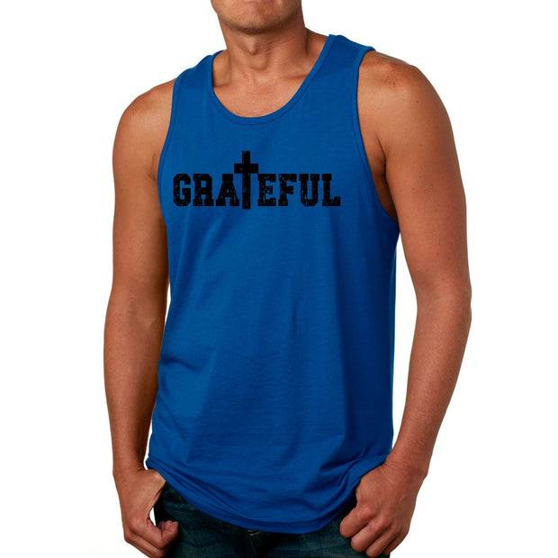 Mens Fitness Tank Top Graphic T-shirt Grateful Print